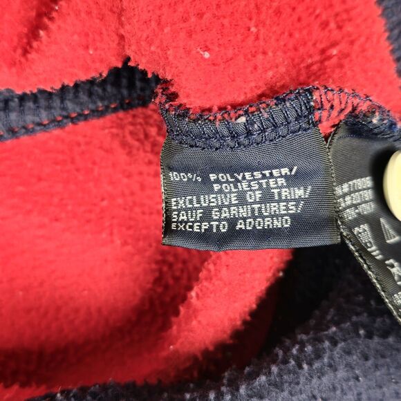 Vintage Tommy Hilfiger Fleece Mens Large Red Blue Rugby Stripe Pullover 2002 - Picture 6 of 9